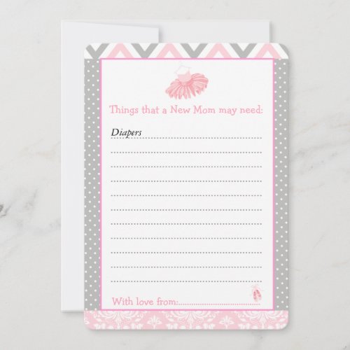 Ballerina Advice List for New Moms Baby Shower Invitation