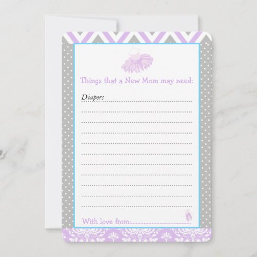 Ballerina Advice List for New Moms Baby Shower Invitation