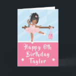 Ballerina African American Pink Happy Birthday Car Card<br><div class="desc">An adorable African American ballerina in a pink tutu performing ballet beside a ballet barre in front of a mirror.
Graphics by MUJKA and PrettyGrafik</div>