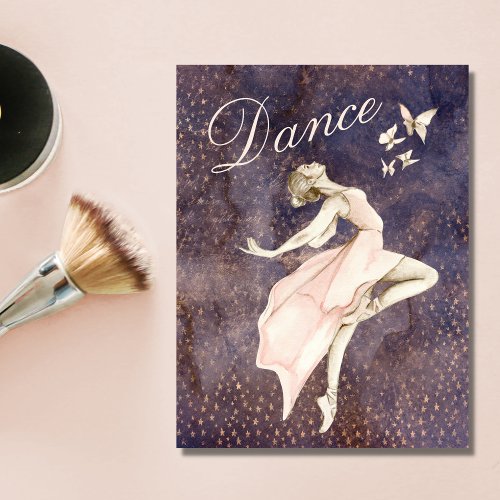 Ballerina and Butterflies Dance Pink Purple Ballet Postcard