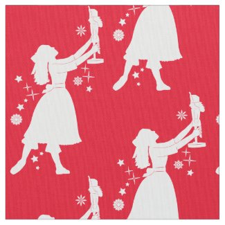 Ballerina and Nutcracker at Christmas Fabric