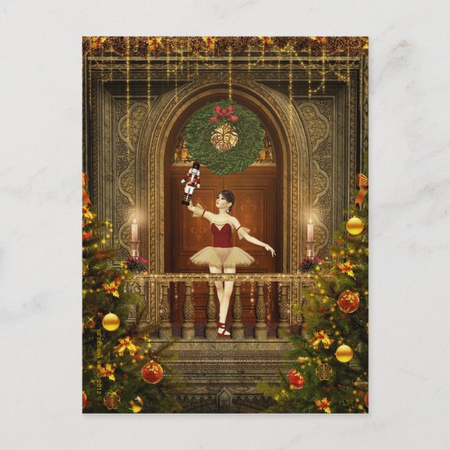 Ballerina and Nutcracker Digital Art Postcard (Front)