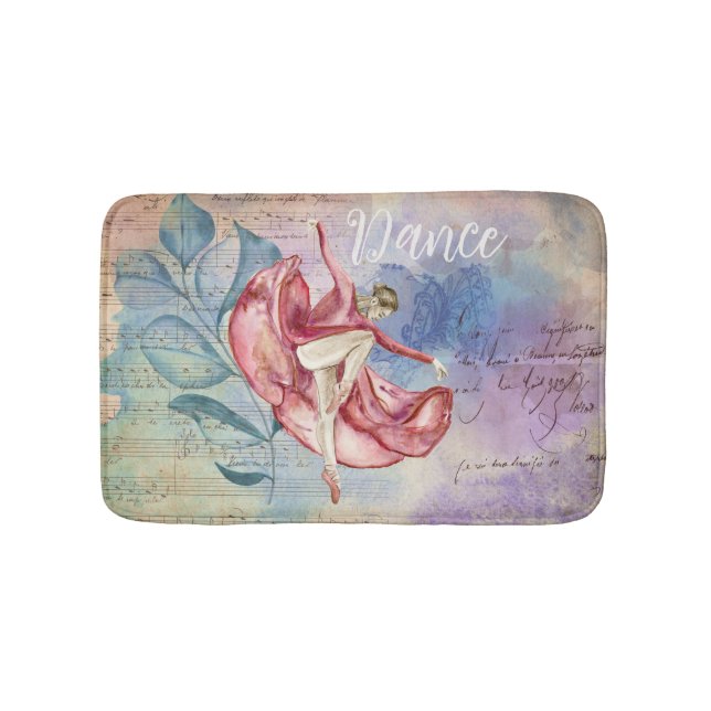 Ballerina and Sheet Music Nature Fantasy Dance Bath Mat (Front)