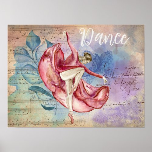 Ballerina and Sheet Music Nature Fantasy Dance Poster