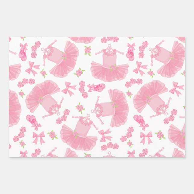 Ballerina and Tutu Pattern Wrapping Paper Sheets (Front 3)