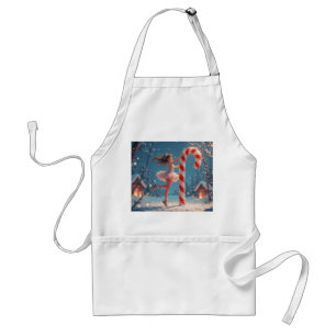 Ballerina Anime Girl & Candy Cane Christmas Adult Apron