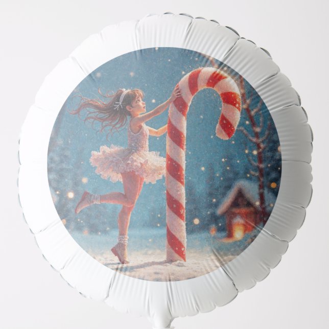 Ballerina Anime Girl & Candy Cane Christmas Balloon (Front)