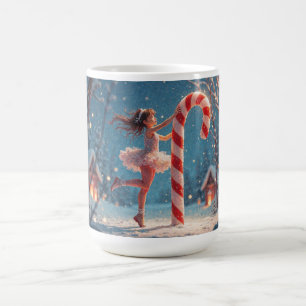 Ballerina Anime Girl & Candy Cane Christmas Coffee Mug