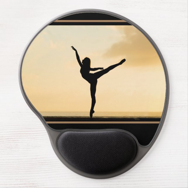 Ballerina Arabesque Sunset Silhouette Dancer Gel Mouse Pad (Front)