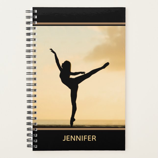 Ballerina Arabesque Sunset Silhouette Personalized Planner (Front)