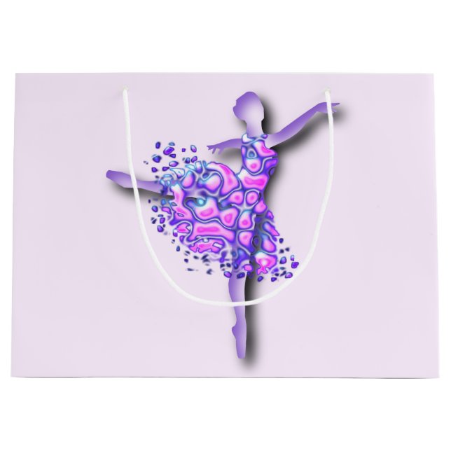 Ballerina Art Purple Dance - Ballet Dancer Drawing Large Gift Bag (Front)