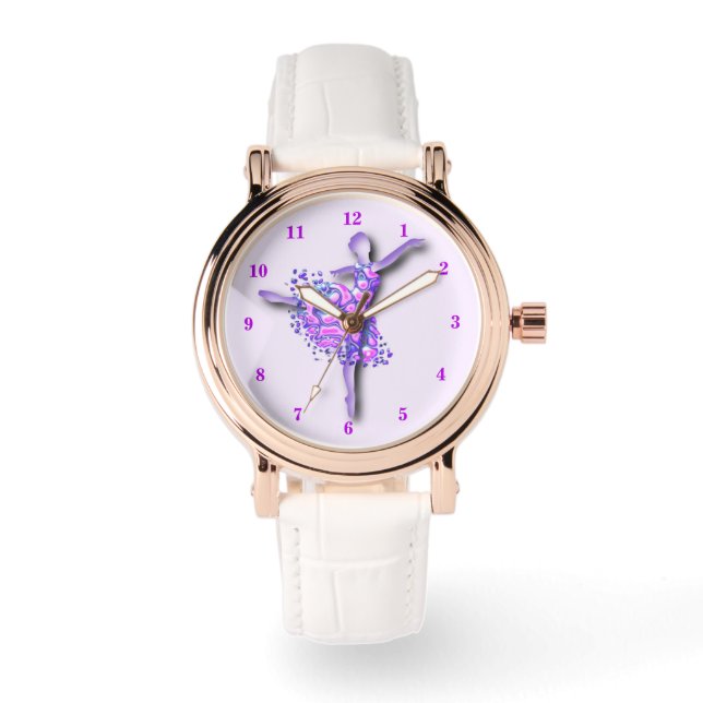 Ballerina Art Purple Dance Ballet Dancer Drawing  Watch (Front)