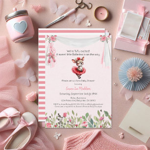 Ballerina Baby Girl Shower Tutu Elegant Kangaroo Invitation