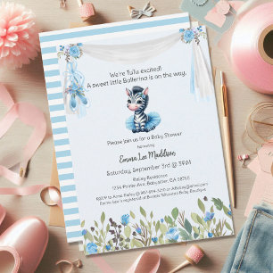 Ballerina Baby Girl Shower Tutu Elegant Zebra Invitation