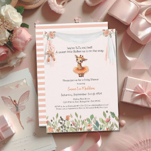 Ballerina Baby Girl Shower Tutu Excited Giraffe Invitation