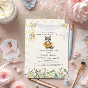 Ballerina Baby Girl Shower Tutu Excited Wolf Invitation
