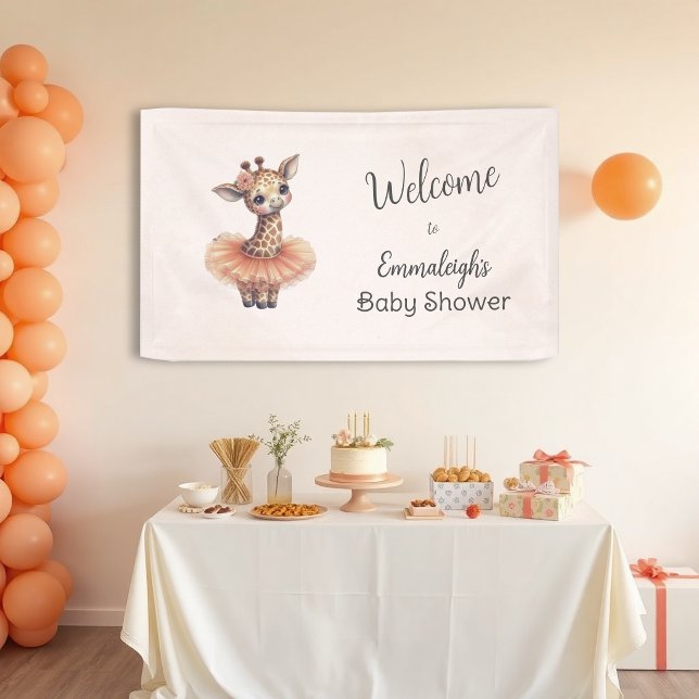 Ballerina Baby Girl Shower Tutu Giraffe Welcome Banner (Creator Uploaded)