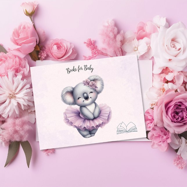 Ballerina Baby Girl Shower Tutu Koala Books Enclosure Card (Creator Uploaded)