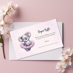 Ballerina Baby Girl Shower Tutu Koala Diaper Game Enclosure Card