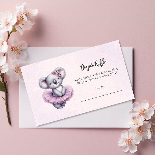 Ballerina Baby Girl Shower Tutu Koala Diaper Game Enclosure Card (Creator Uploaded)