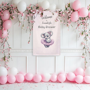Ballerina Baby Girl Shower Vertical Koala Welcome Banner