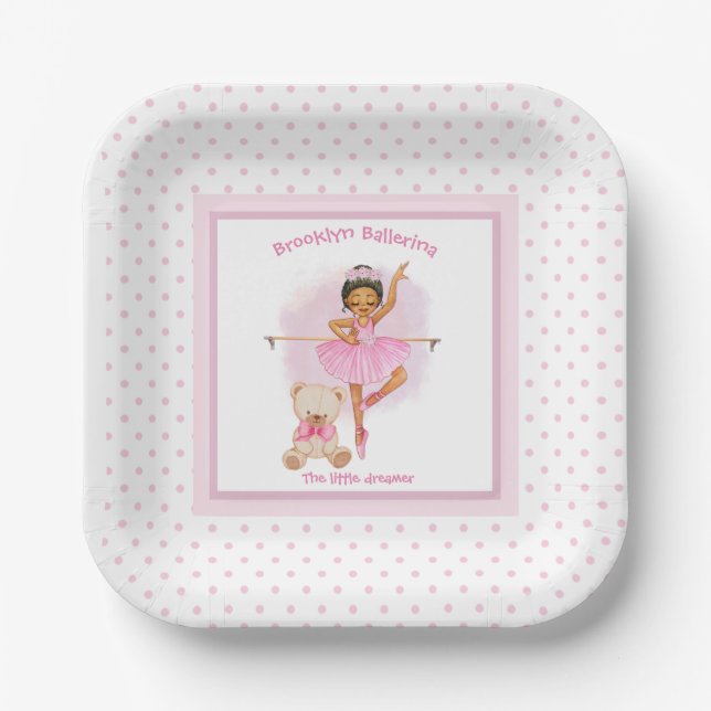 Ballerina Baby Pink Paper Plates (Front)