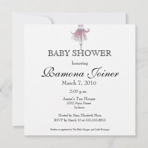 Ballerina Baby Shower Invitation
