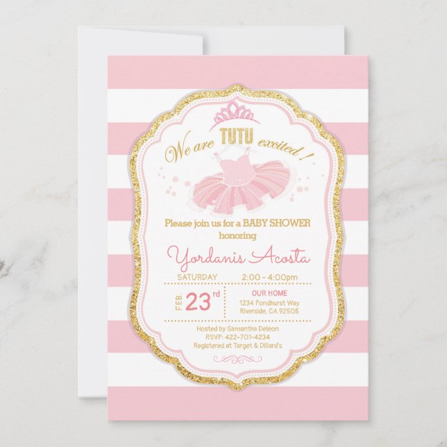 Ballerina baby shower invitation (Front)