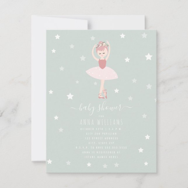 Ballerina Baby Shower Invitation (Front)
