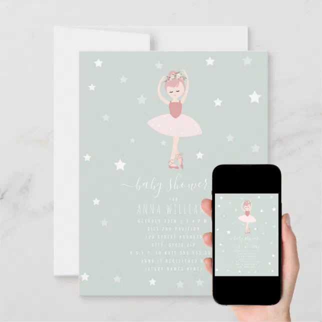 Ballerina Baby Shower Invitation Zazzle