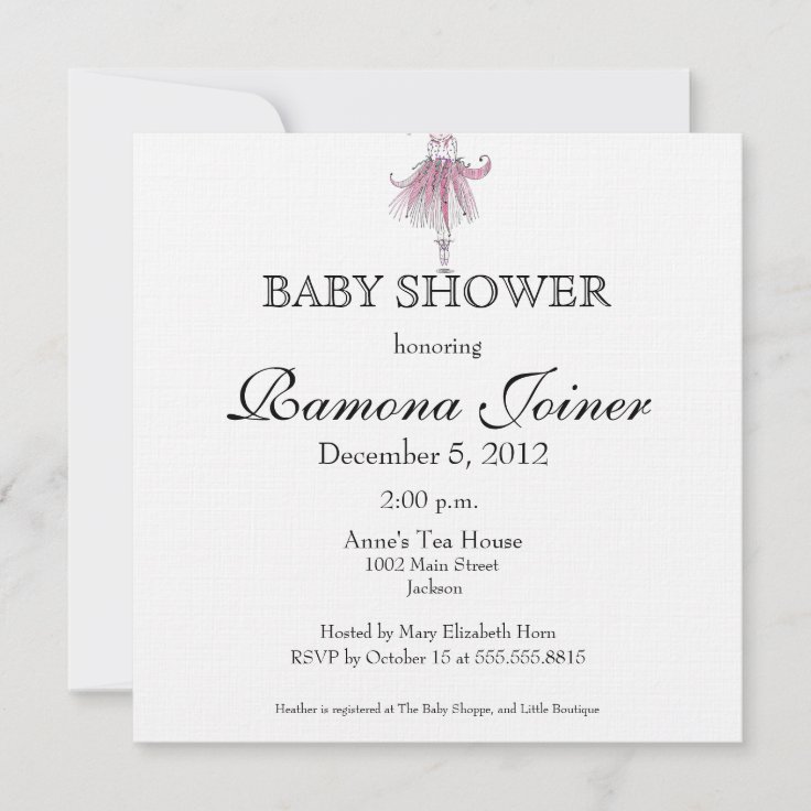 Ballerina Baby Shower Invitation Zazzle