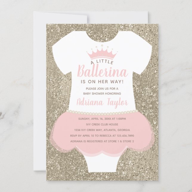 Ballerina Baby Shower Invitation (Front)