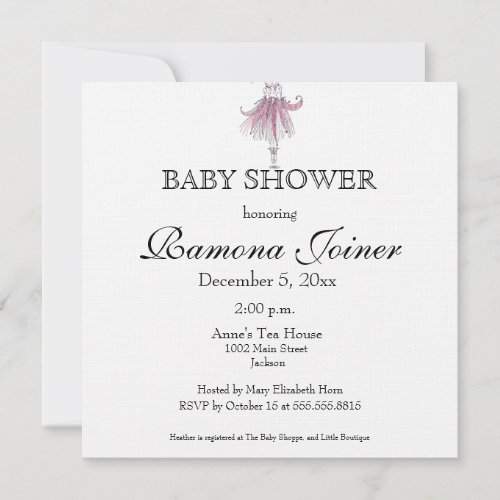 Ballerina Baby Shower Invitation