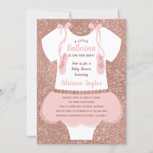 Ballerina Baby Shower Invitation Rose Gold Invitation