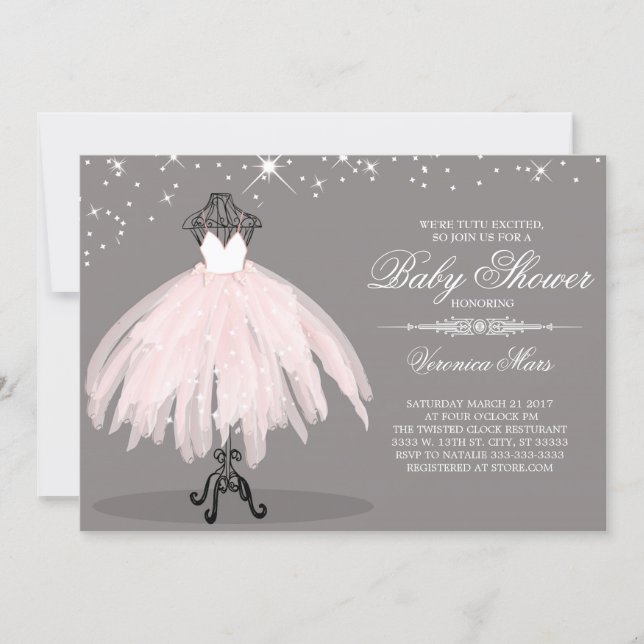 Ballerina Baby shower invitation, tutu excited Invitation (Front)