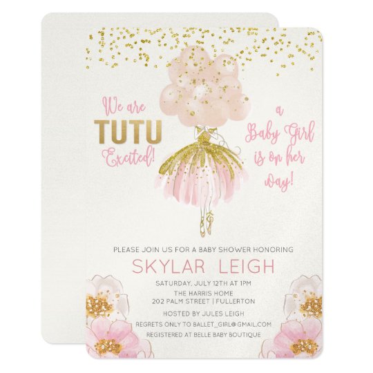 Pink Tutu Ballerina Ballet Invitations Baby Shower Invitations