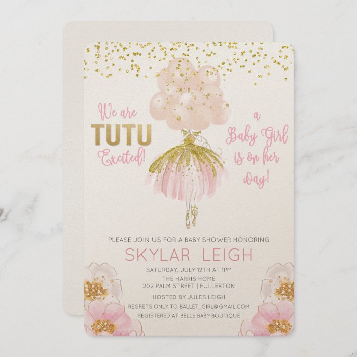 Ballerina Ballet Baby Shower Invitation Zazzle Com