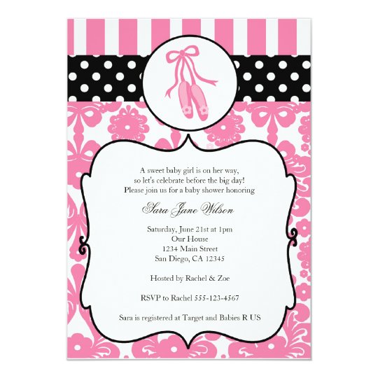 Ballerina Ballet Baby Shower Invitations - Pink | Zazzle