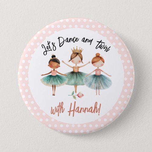 Ballerina Ballet Birthday Girl Button