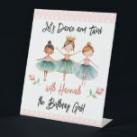 Ballerina Ballet Birthday Girl Pedestal Sign<br><div class="desc">Cute watercolor Ballet Ballerina Birthday watercolor artwork.  Children's ballerina birthday theme. Easy to personalize.</div>