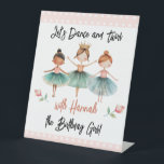 Ballerina Ballet Birthday Girl Pedestal Sign<br><div class="desc">Cute watercolor Ballet Ballerina Birthday watercolor artwork.  Children's ballerina birthday theme. Easy to personalize.</div>