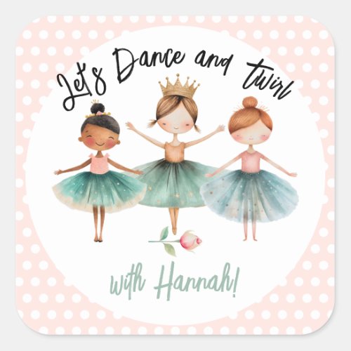 Ballerina Ballet Birthday Girl Square Sticker