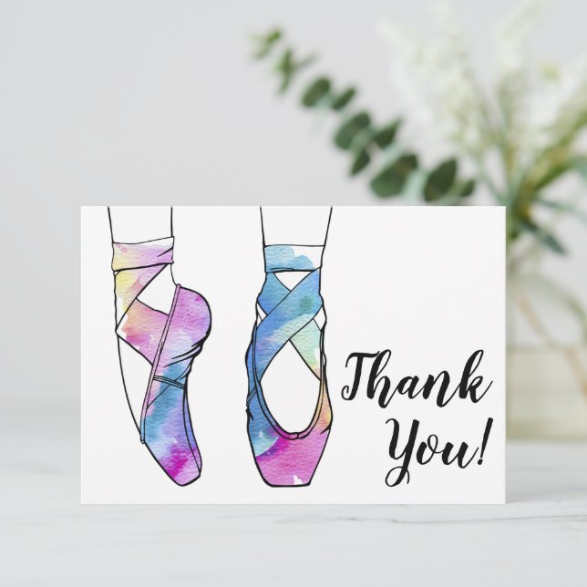 Ballerina Ballet Birthday Thank You Card (Standing Front)