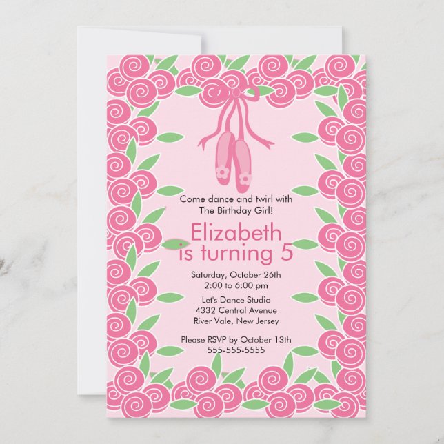 Ballerina  Ballet Dance Birthday Invitation (Front)
