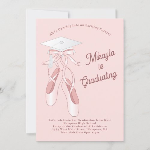 Ballerina Ballet Dance Graduation Party Invitation