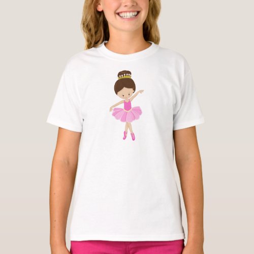 Ballerina Ballet Dancer Ballet Girl Brown Hair T_Shirt