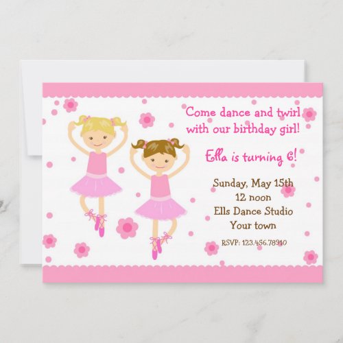 Ballerina Ballet Dancer Birthday Party Invitations