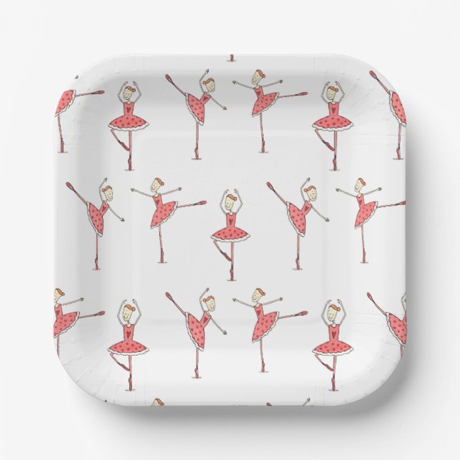 Ballerina Ballet Dancer Paper Plates (Front)