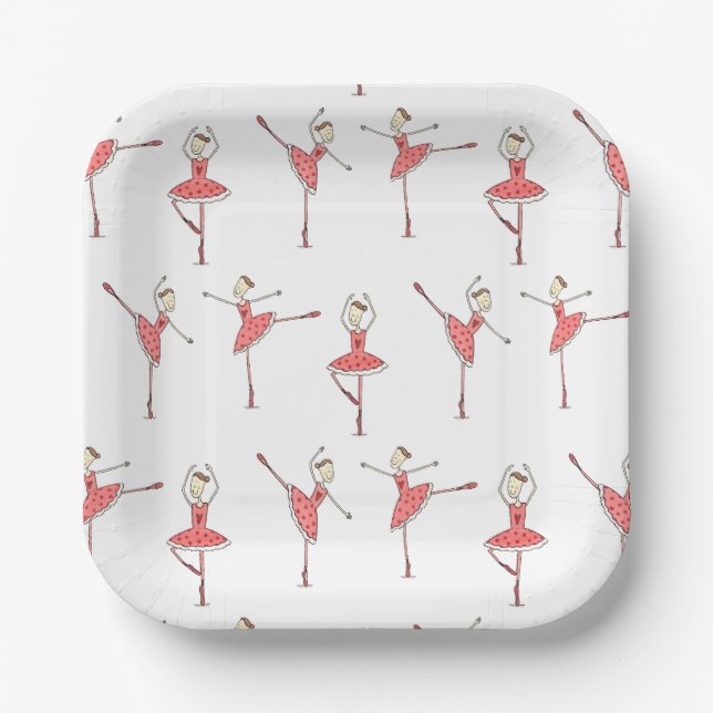 Ballerina Ballet Dancer Paper Plates (Front)
