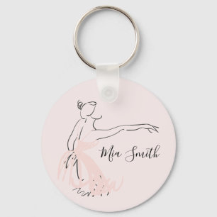 Ballerina ballet dancer personalised name gift keychain